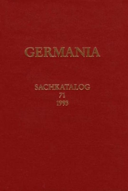 Sachkatalog der Bibliothek, Zugänge 1992. Beiheft zu Germania 71, 1993