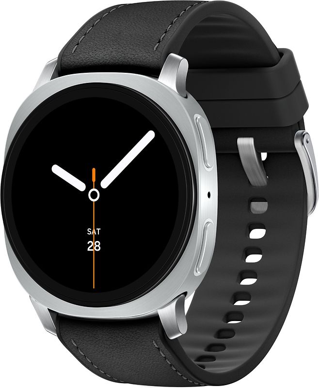 Samsung Galaxy Watch8 40 mm Boîtier aluminium argent sur Hybride premium noir [Wi-Fi]