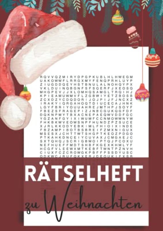 Rätselheft zu Weihnachten: 100 Wortsuchrätsel mit 1200 versteckten Begriffen zum Suchen für Erwachsene und Senioren