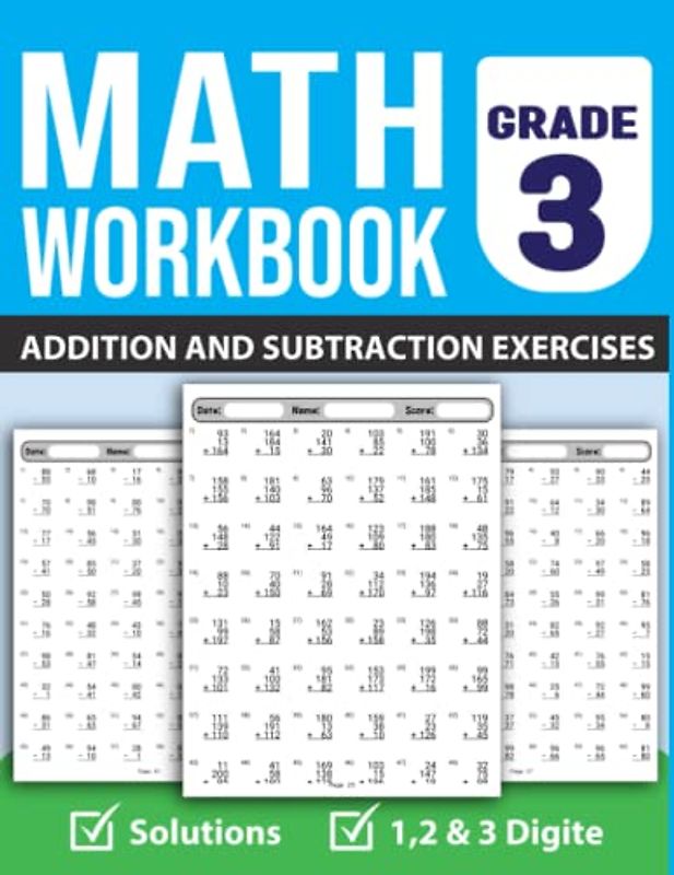 Math Workbook For Grade 3 Addition and Subtraction Exercises