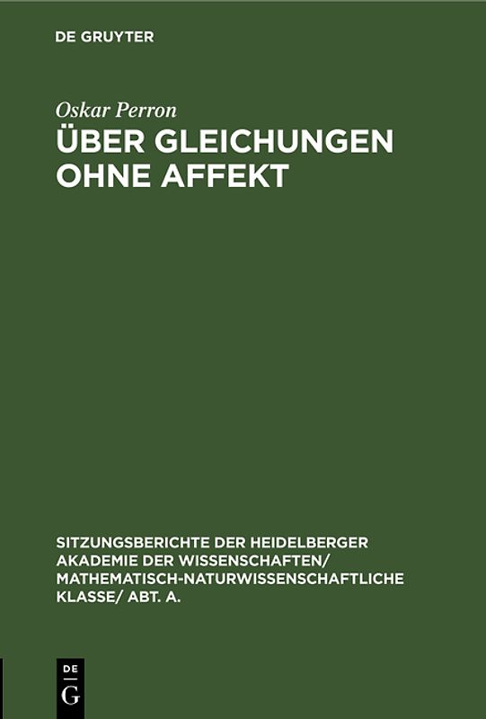 Über Gleichungen ohne Affekt