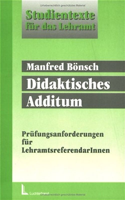 Didaktisches Additum. Prüfungsanforderungen für Lehramtsreferendar/Innen