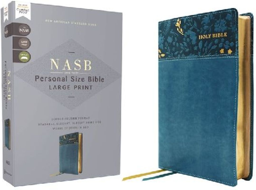 Nasb, Personal Size Bible, Large Print, Leathersoft, Teal, Red Letter, 1995 Text, Comfort Print