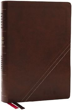NKJV, Word Study Reference Bible, Leathersoft, Brown, Red Letter, Thumb Indexed, Comfort Print