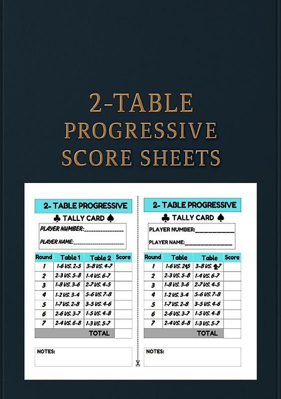 2-Table progressive sheet score sheets
