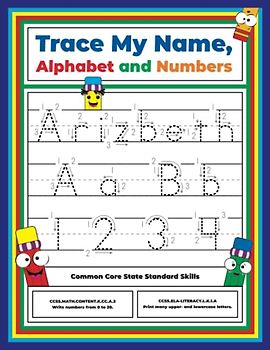 Trace My Name, Alphabet, and Numbers Workbook for Arizbeth: Letter and Number Tracing with Arrow Guides and Start Dots