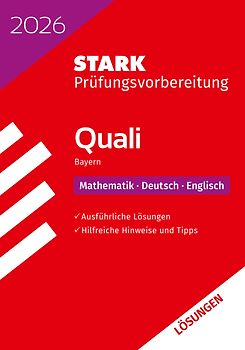 STARK Lösungen zu Mathematik, Deutsch, Englisch 9. Klasse - Quali Mittelschule 2026 Bayern - Prüfungsvorbereitung