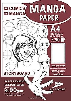 MANGA PAPER STORYBOARD: Manga Cartoon Paper | Grid with Markers | blank comic strips | A4 - Drawing Area (16x25cm) | 200 Sheets | ... BURGUNDY cover - Practice drawing