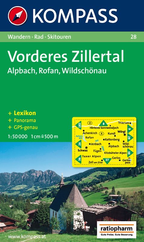 Vorderes Zillertal /Alpbach /Rofan /Wildschönau. Wanderkarte mit Kurzführer, Panorama, Radwegen und alpinen Skirouten. GPS-genau. 1:50000