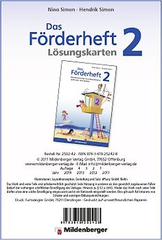Das Förderheft / Das Förderheft 2 - Lösungskarten. Mathematisches Grundverständnis aufbauen und stärken