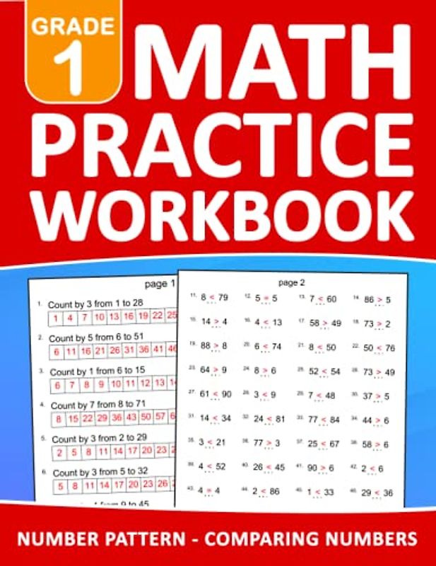 Math Practice Workbook Number Pattern and Comparing Numbers For Grade 1 With Answers: 1st Grade Math Worksheets Number Pattern and Comparing Numbers ... | Math Book For Classroom or Homeschool