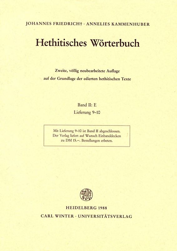 Hethitisches Wörterbuch / E