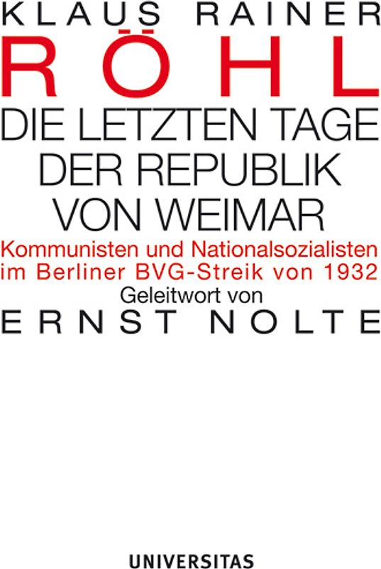 Die letzten Tage der Republik von Weimar