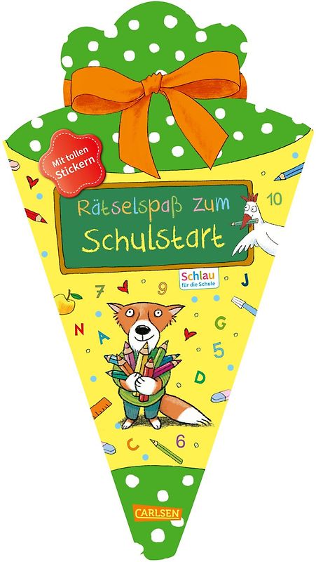 Schlau für die Schule: Rätselspaß zum Schulstart mit Stickern (Schultüte 2023 grün/gelb)