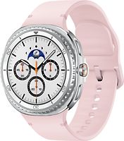 Samsung Galaxy Watch8 Classic 46 mm Boîtier aluminium blanc sur Sport en silicone S/M rose [Wi-Fi]