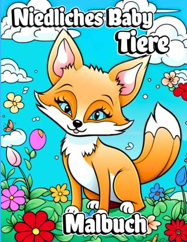 Niedliches Baby Tiere Malbuch: Einfache und bezaubernde Naturtier-Malvorlagen für Kinder im Alter von 2-4 Jahren