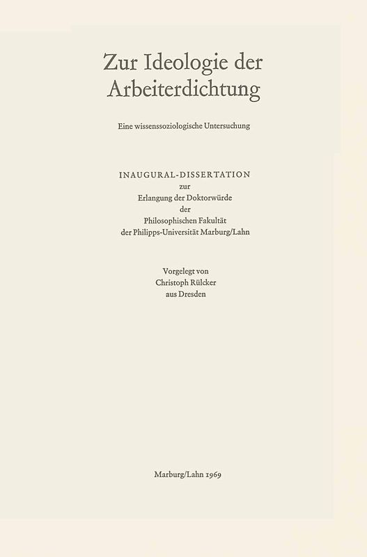 Zur Ideologie der Arbeiterdichtung