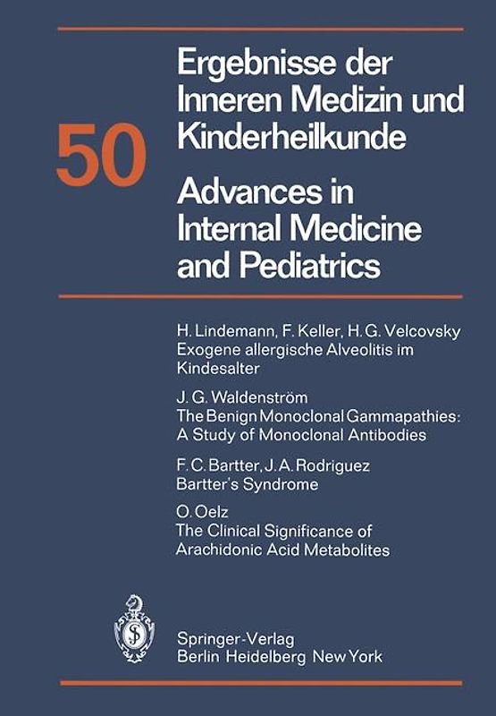 Ergebnisse der Inneren Medizin und Kinderheilkunde / Advances in Internal Medicine and Pediatrics