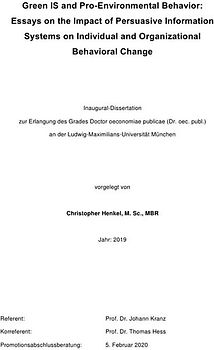 Green IS and Pro-Environmental Behavior