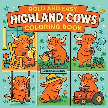 Bold & Easy Highland Cows Coloring Book