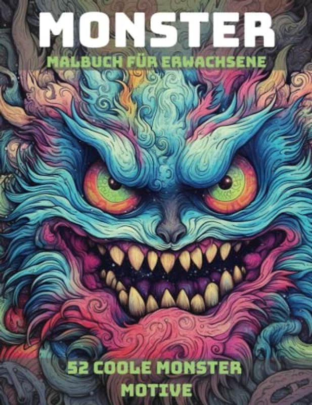 Monster Malbuch für Erwachsene mit 52 schaurig schönen Designs: Entspannung und Stressabbau