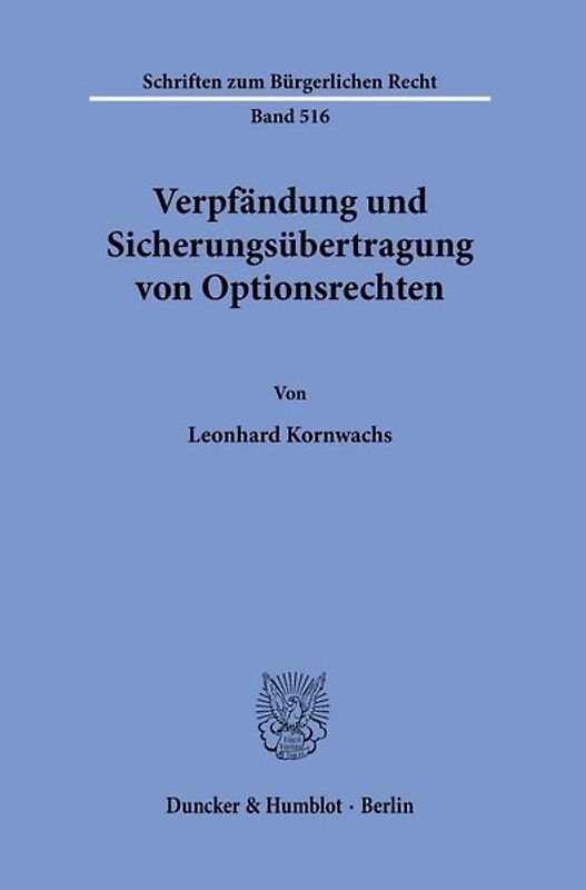 Verpfändung und Sicherungsübertragung von Optionsrechten.