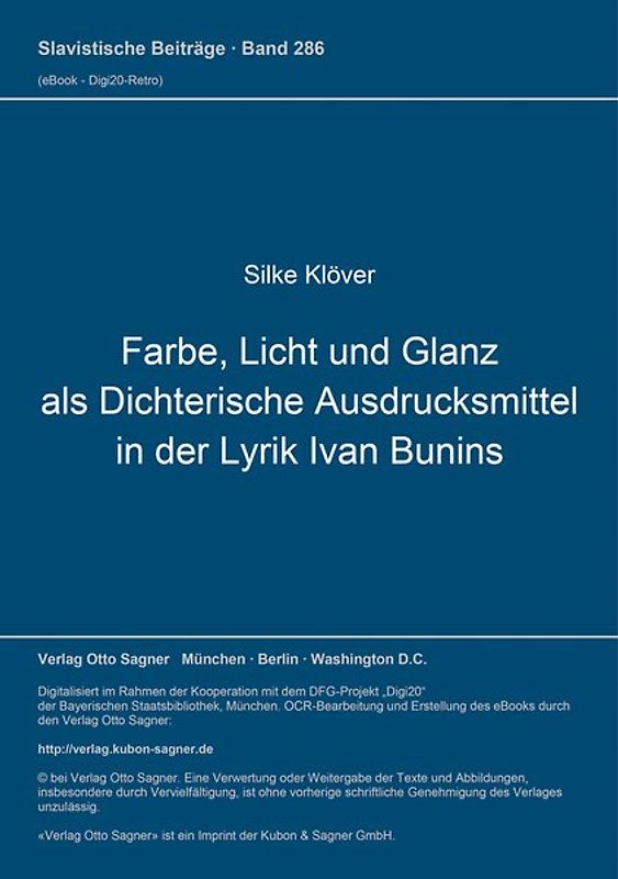 Farbe, Licht und Glanz als dichterische Ausdrucksmittel in der Lyrik Ivan Bunins