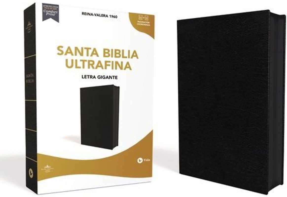 Rvr60, Santa Biblia, Letra Gigante, Piel Fabricada, Negro, Con Cierre, Palabras de Jesús En Rojo, Comfort Print