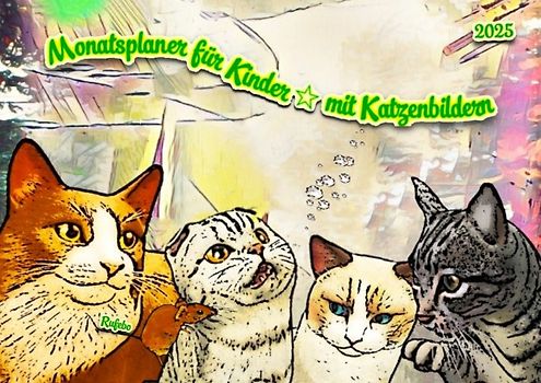 Monatsplaner für Kinder * mit Katzenbildern