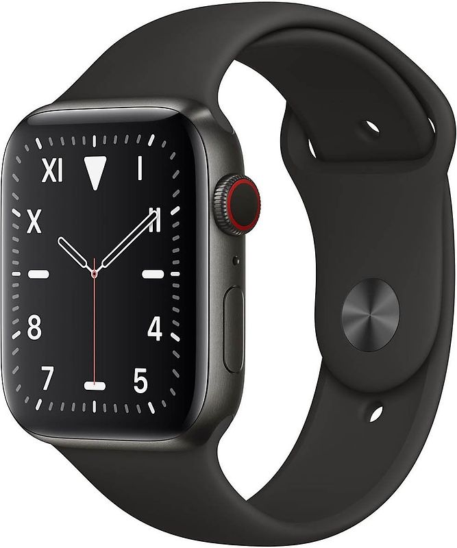 Apple Watch Series 5 40 mm boîtier en titane noir sur bracelet sport noir [Wi-Fi + Cellulaire]