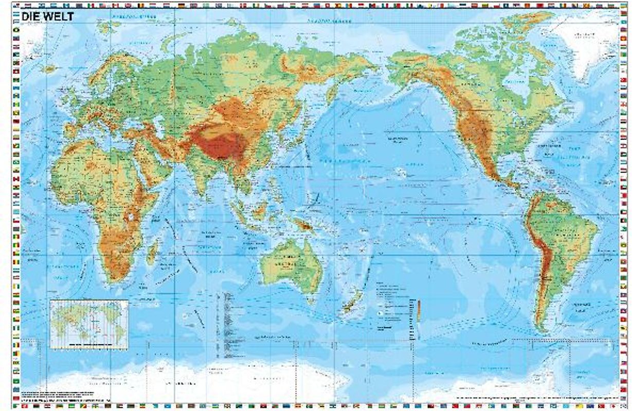 Weltkarte pazifikständisch physisch