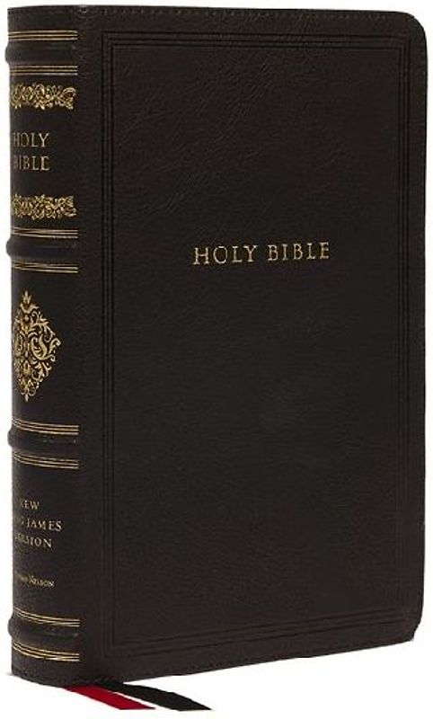 NKJV Large Print Reference Bible, Black Leathersoft, Red Letter, Comfort Print, Thumb Indexed (Sovereign Collection)
