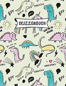 Skizzenbuch: Cartoon Dinosaurier Skizzen Buch für Kinder| Praxis Zeichnen und Kritzeln | Spaß Skizzenbuch für Kleinkinder | Leere große Seiten (21.59 x 27.94 cm)