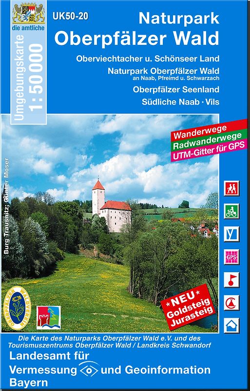 UK50-20 Naturpark Oberpfälzer Wald. Oberviechtacher u. Schönseer Land - Naturpark Oberpfälzer Wald an Naab, Pfreimd und Schwarzach - Oberpfälzer Seenland, Südliche Naab - Vils, Wernberg-Köblitz, Schönsee, Oberviechtach, Nittenau, Burglengenfeld, Schwandorf