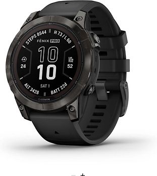 Garmin Fenix 7 Pro 47mm gris carbone et bracelet en silicone noir [Wi-Fi, Sapphire Solar Edition]