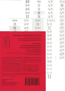 Sartorius 1: Verfassungs- und Verwaltungsgesetze, 128 Griffregister Nr. 1118 (2017) für die Verwaltungsgesetze