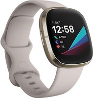 Fitbit Sense 40 mm or pâle et bracelet en silicone blanc lunaire [Wi-Fi]