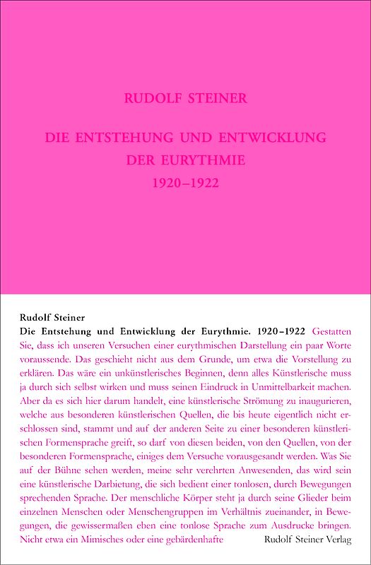 Die Entstehung und Entwicklung der Eurythmie 1920-1922