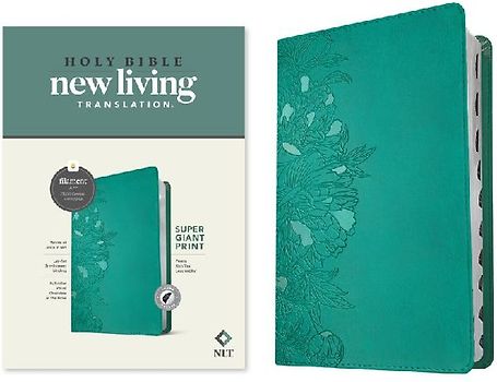 NLT Super Giant Print Bible, Filament Enabled (Leatherlike, Peony Rich Teal, Indexed, Red Letter)