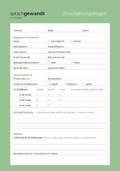 Sprachgewandt 2. bis 9. Klasse, Einschätzungsbogen