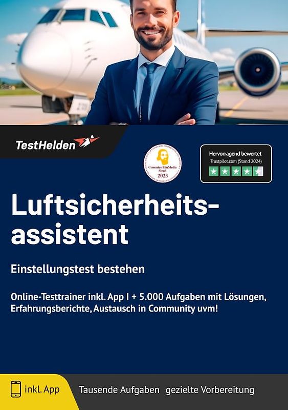 Luftsicherheitsassistent Einstellungstest: bestehen | Online-Testtrainer inkl. App I + 5.000 Aufgaben mit Lösungen, Erfahrungsberichte, Austausch in Community uvm!