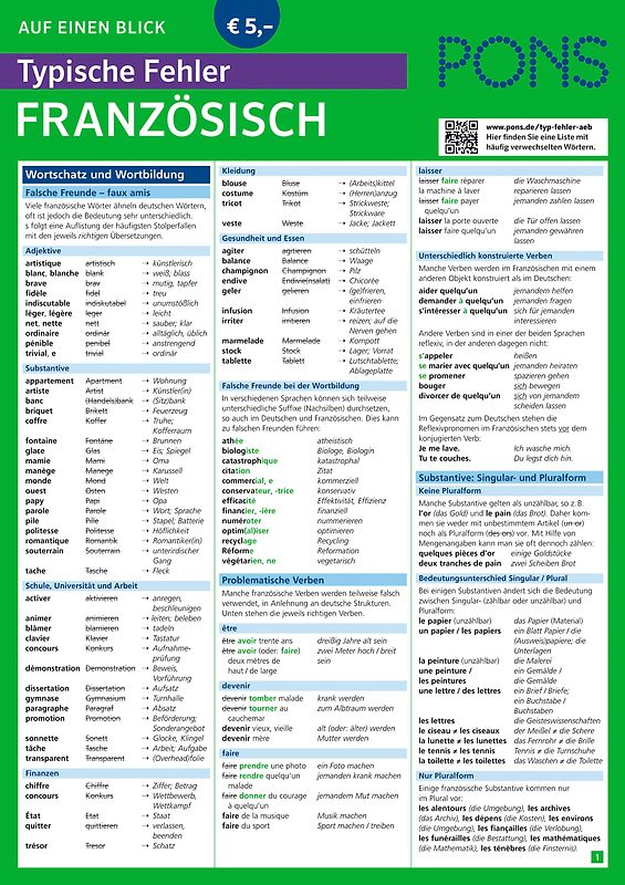 PONS Typische Fehler auf einen Blick Französisch