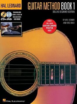 Hal Leonard Guitar Method Book 1 Deluxe Beginner Edition Guitar Lesson Book with Online Audio and Video Learn Acoustic and Electric Guitar Chords Techniques and Songs