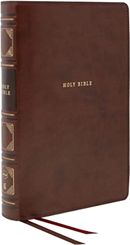 Nkjv, Reference Bible, Classic Verse-By-Verse, Center-Column, Leathersoft, Brown, Red Letter Edition, Comfort Print