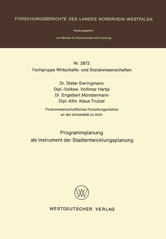 Programmplanung als Instrument der Stadtentwicklungsplanung