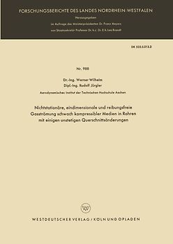 Nichtstationäre, eindimensionale und reibungsfreie Gasströmung schwach kompressibler Medien in Rohren mit einigen unstetigen Querschnittsänderungen