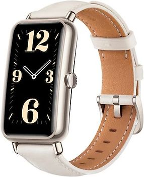 Huawei Watch Fit Mini 52 mm goud met leren bandje wit
