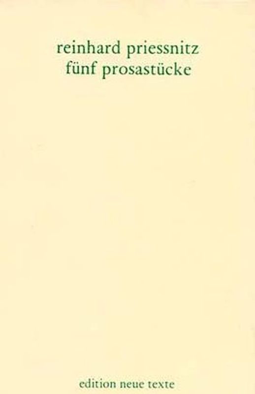 Werkausgabe / Fünf Prosastücke