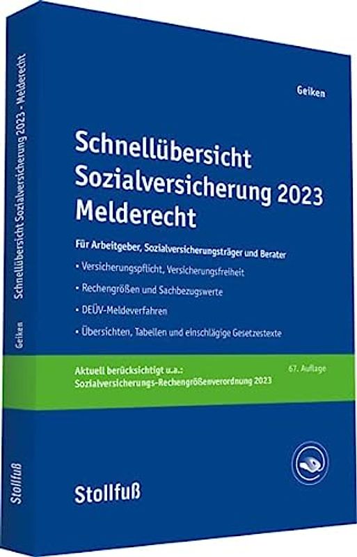 Schnellübersicht Sozialversicherung 2023 Melderecht