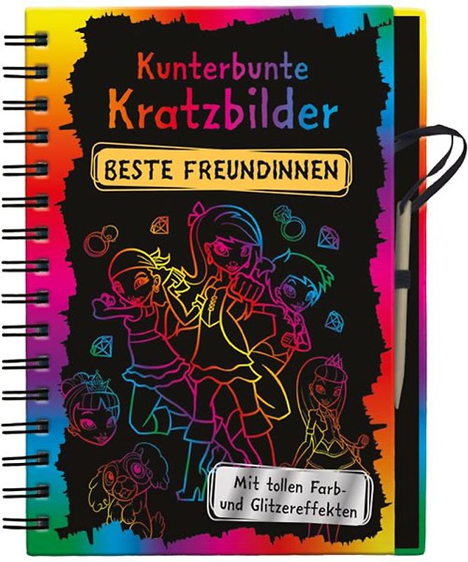 Kunterbunte Kratzbilder: Beste Freundinnen
